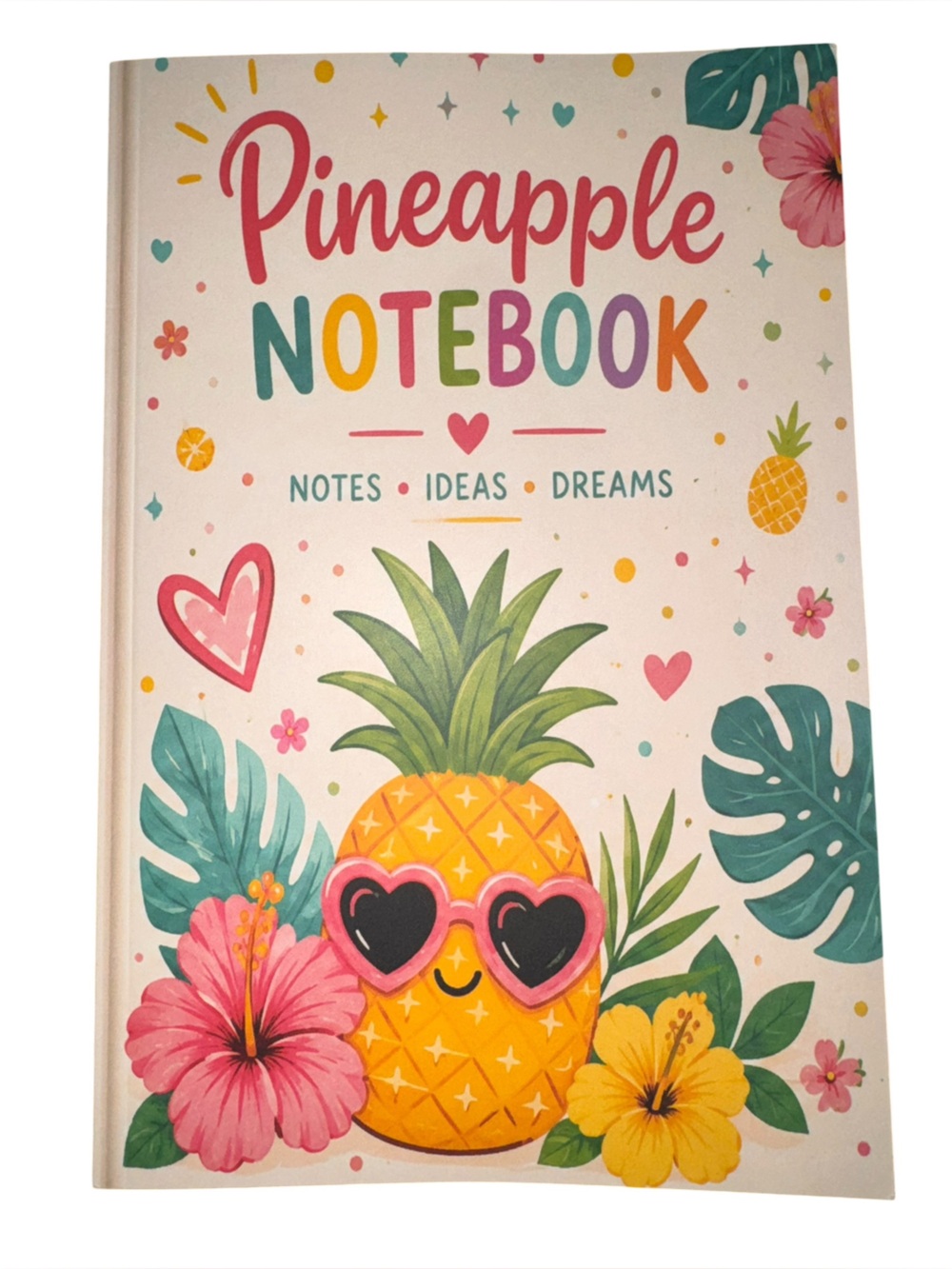 Pineapple Heart Sunglasses Notebook - Colorful Floral Cover